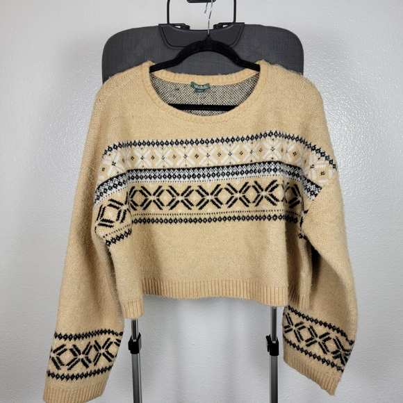 Wild Fable Cable Knit Cropped Crewneck Pullover Sweater Tan Women's Size XL - Picture 1 of 6